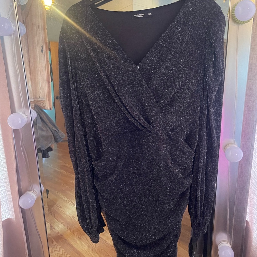 SHEIN Black Glitter Midi Dress FORSALE